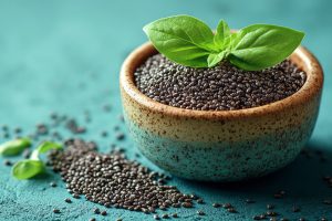 Chia seeds high in fiber and omega-3