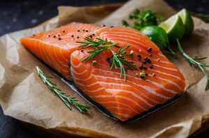 Wild-caught salmon rich in omega-3 and B vitamins