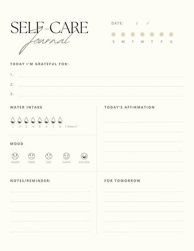 Mental health journal template